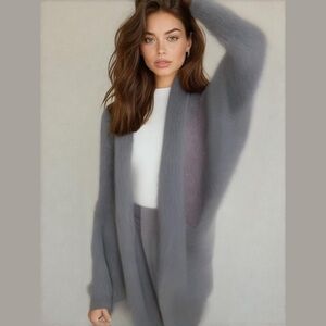 Vintage D&D Collection Super Soft Fuzzy Angora Cardigan Long Haired Sweater M/L